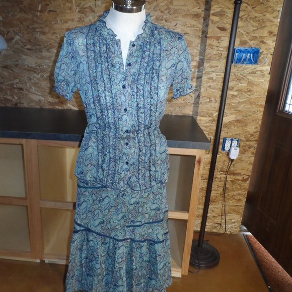 DKNY Jeans Green/Blue Paisley Two Piece Dress - Picture 2 of 15